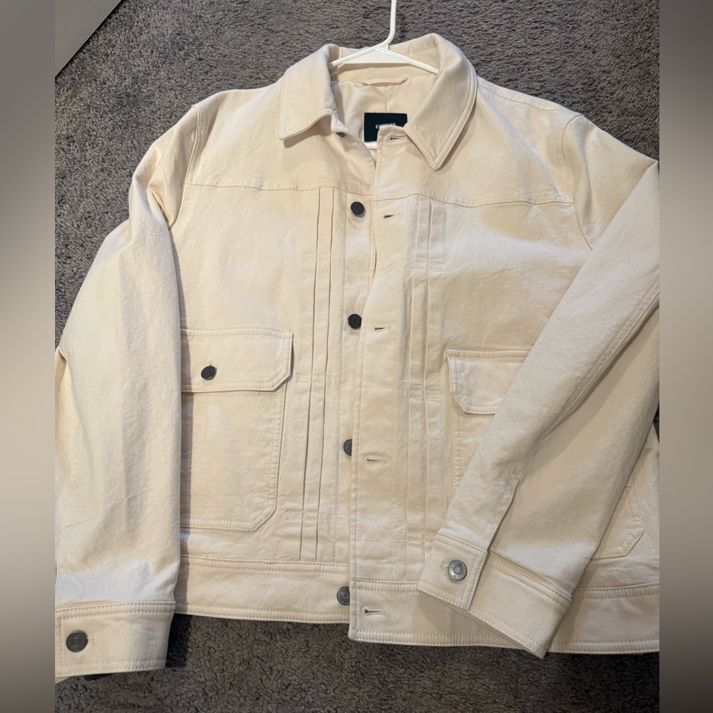 Express Men's Cream Button Front Trucker Jacket Size L Never Worn
